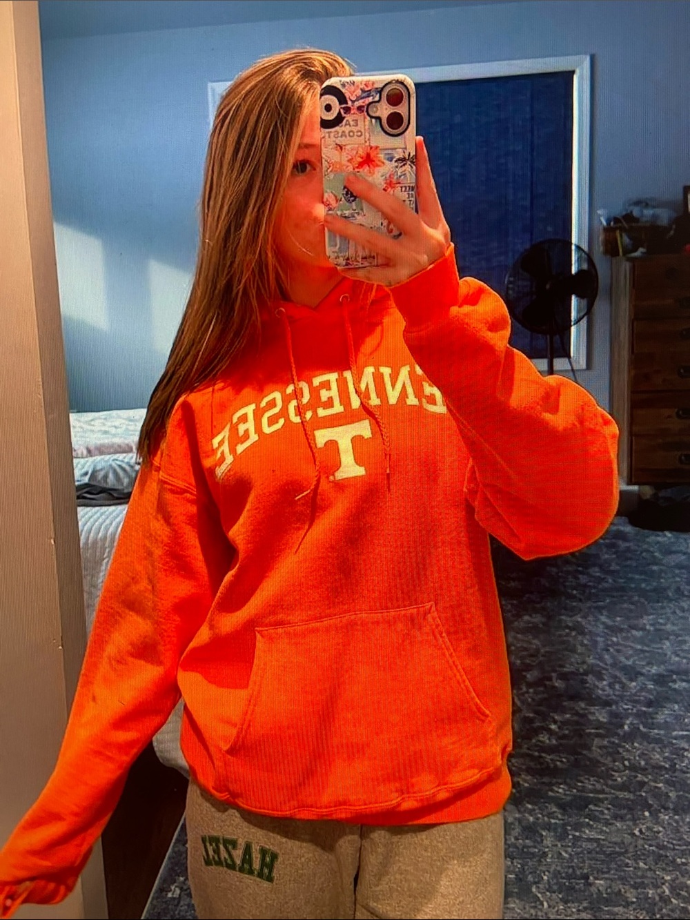 Women’s Orange Crewneck Hoodie with Tennessee Graphic